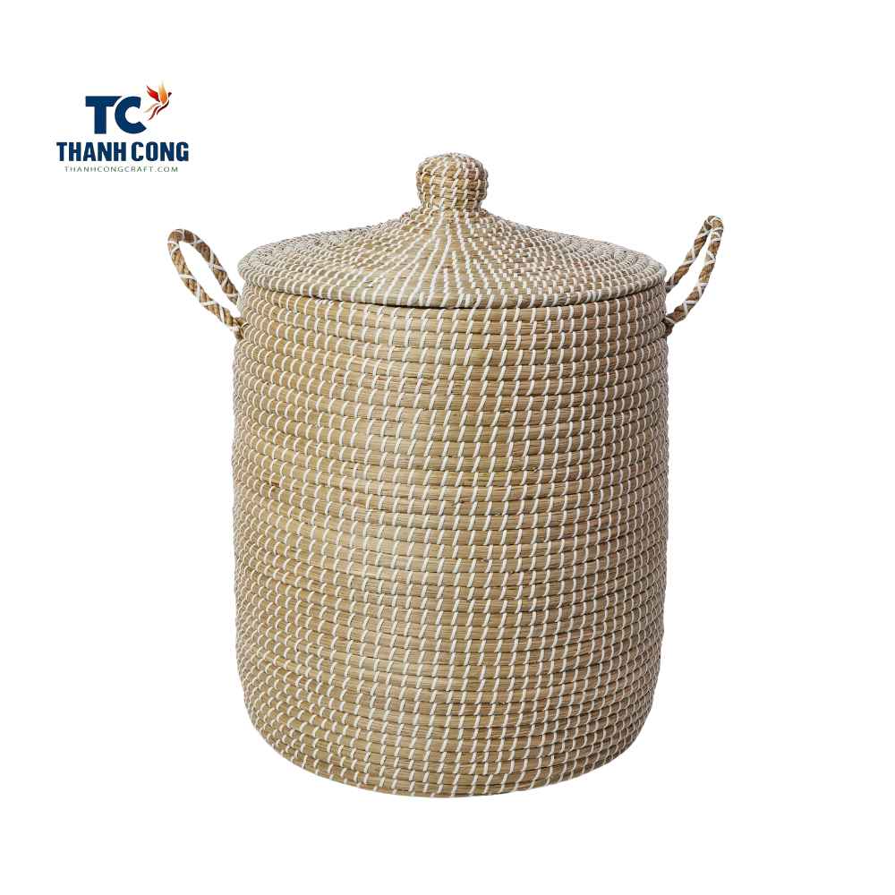 Large Round Seagrass Basket With Lid